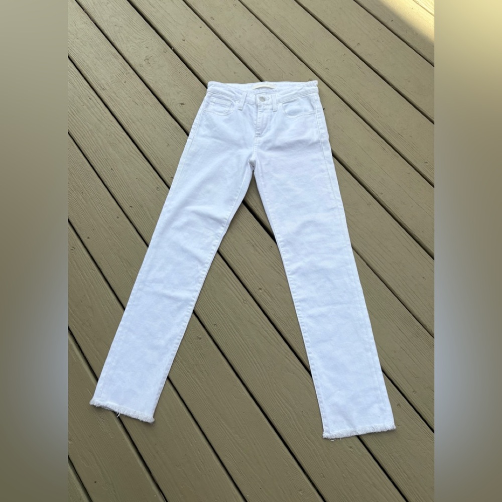 JOES White (The Lara) Mid-Rise Cropped Cigarette Ankle Frayed Jeans, Size: 24